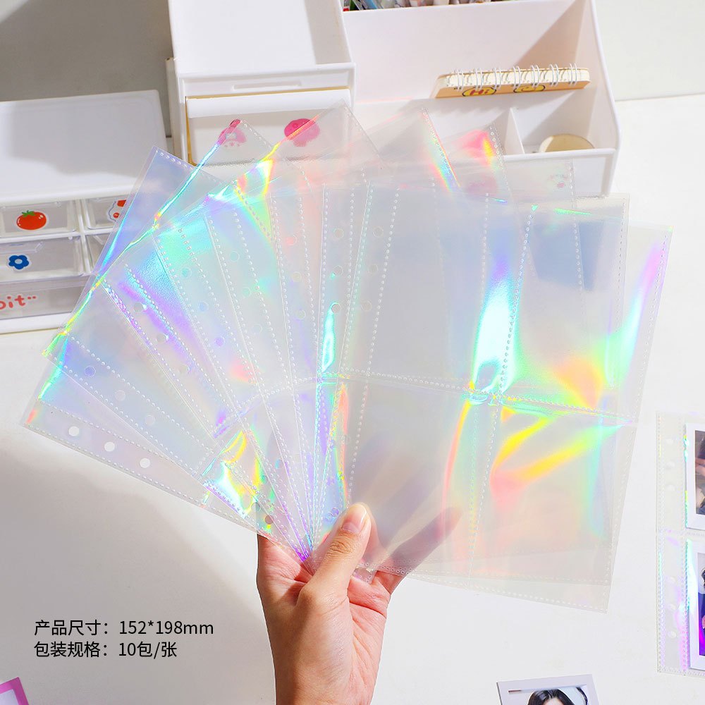 

(10lembar) 4P Sleeve One Side & Double Side Photocard Hologram A5 6 Ring PhotoCard PC Album