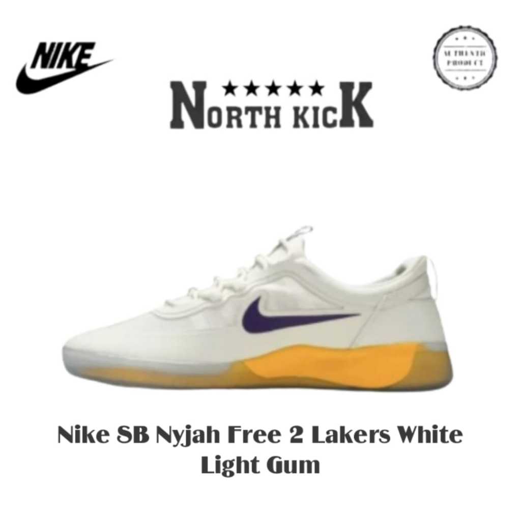 Nike SB Nyjah Free 2 Lakers White Light Gum 100% Original BNIB