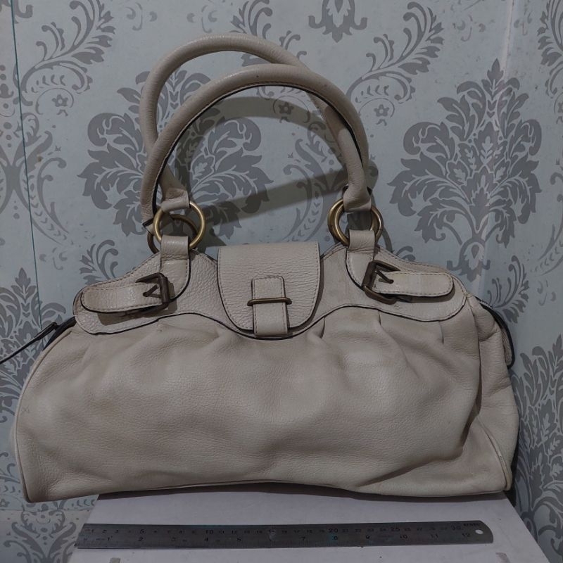 Tas wanita putih kulit asli preloved