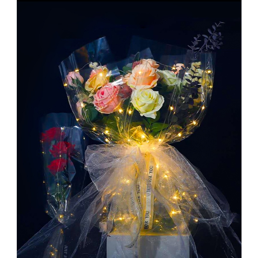 

(1Pcs Plastik Led) 58 cm x 58 cm Transparant Plastik Wrapping Led Flower Lampu
