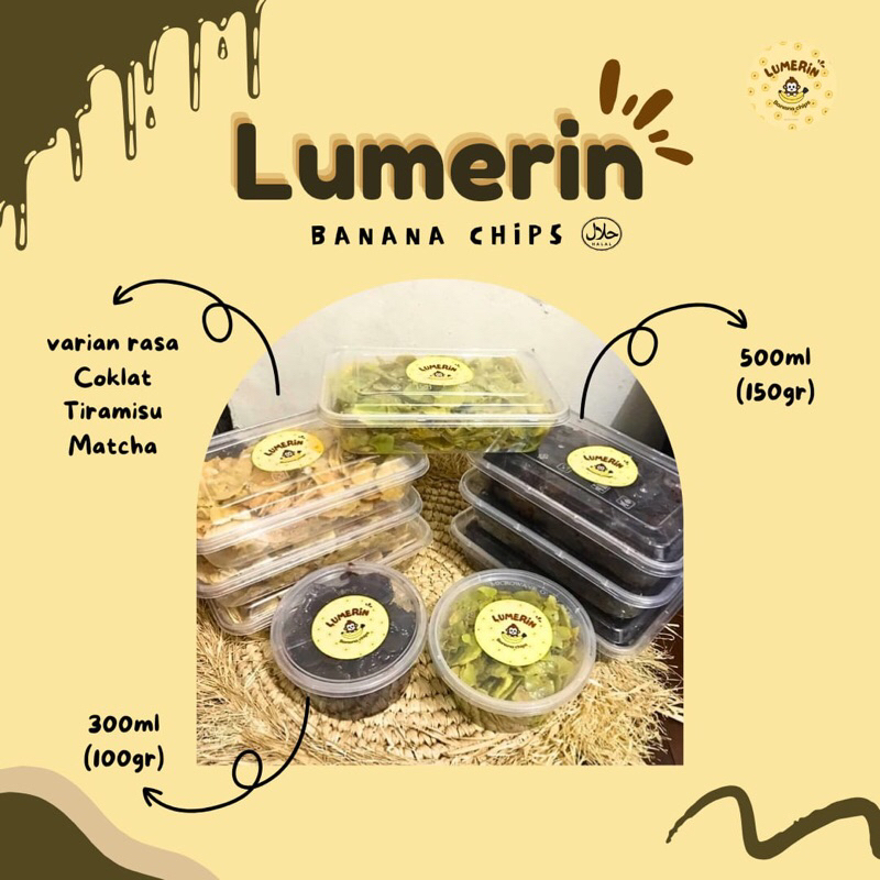 

Keripik pisang Lumer coklat tiramisu matcha