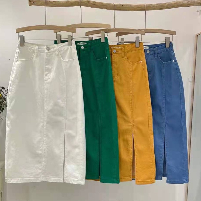 Paling Diminati cantikyaidRok Highwaist Rok Jeans Wanita rok jeans panjang korean style Rok span put