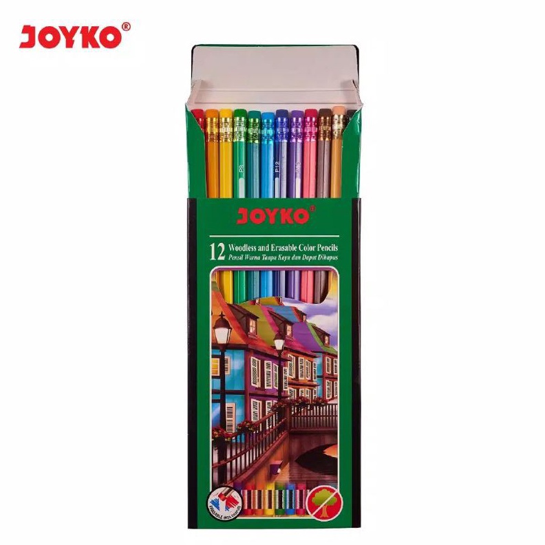 

BURUAN ORDER GAN CP19 Pensil warna Woodless Erasable 12 warna Joyko Bisa dihapus