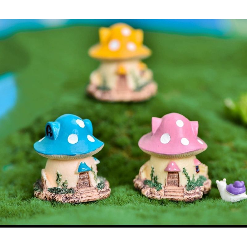 Miniatur Rumah Jamur Untuk Dekorasi Patung Jamur Mini Untuk Bonsai