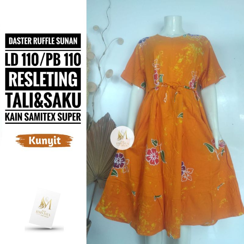 DASTER RUFFLE SUNAN / DRESS BATIK RUMAHAN / BATIK CAP / BATIK PEKALONGAN / ALA SUNAN / DRESS DASTER 