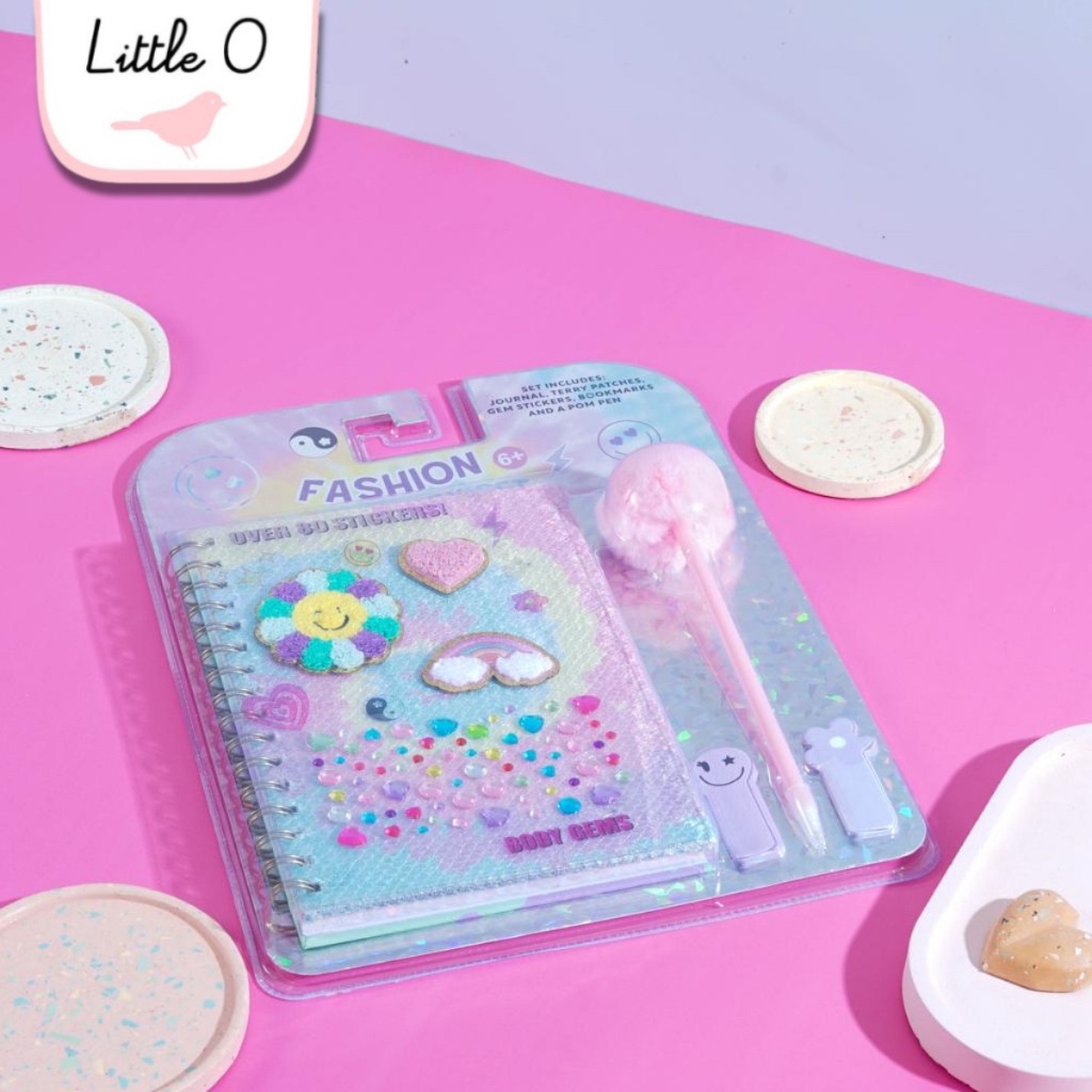 

2 IN 1 Notebook Bulu Diary Set Sticker Buku Tulis Anak Lucu Stationery Set