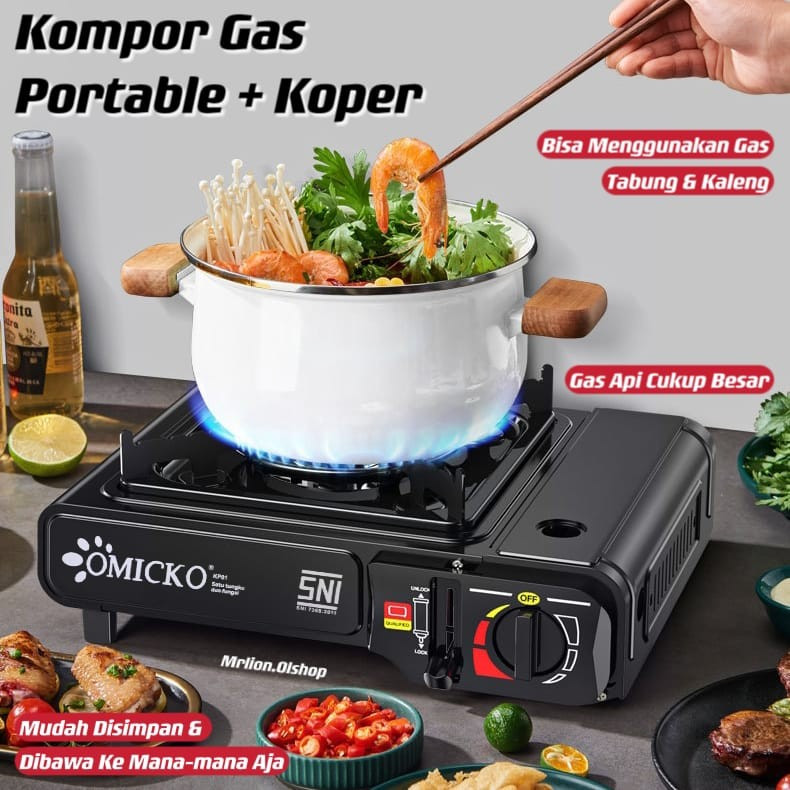 Kompor Gas Portable OMICKO / Kompor Gas 2 In 1 Portable / Kompor Gas