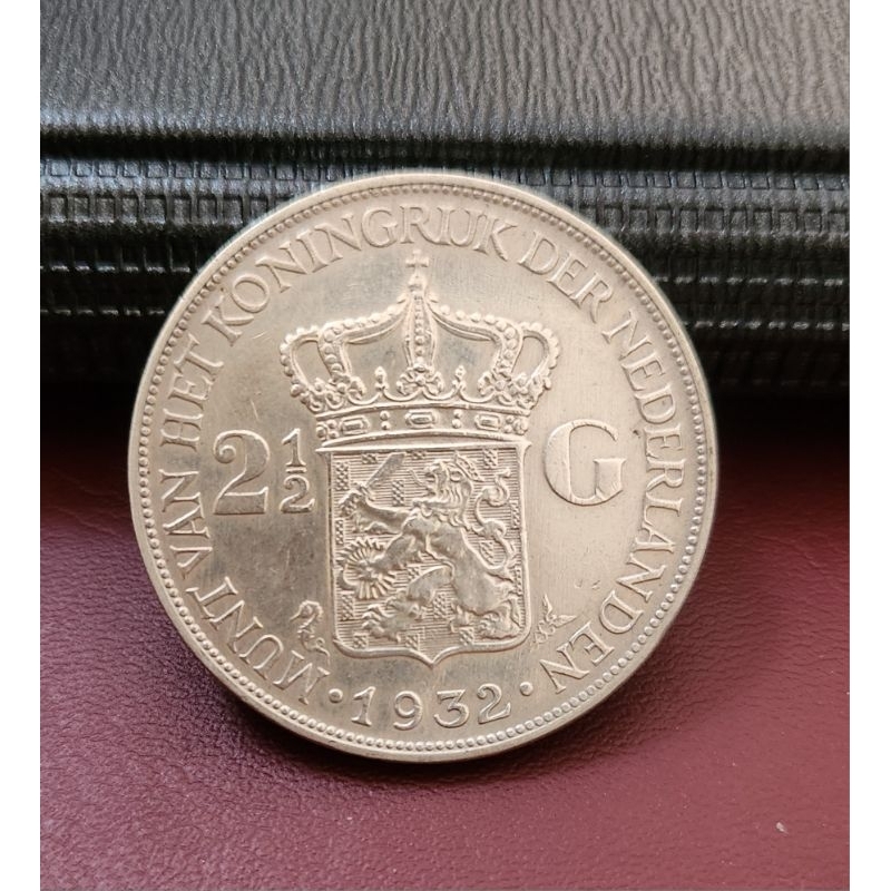 koin kuno silver coin koin perak 2,5 Gulden Wilhelmina tahun 1932