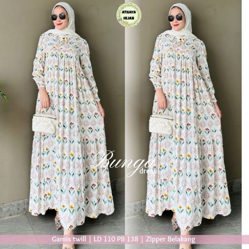 GAMIS WANITA BUNGA DRESS BY ATHAYA