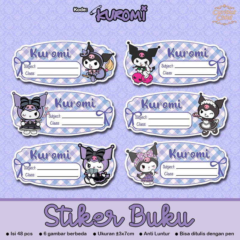 

[curiouschild.label] 48 pcs Sticker Buku Custom Nama - Sanrio