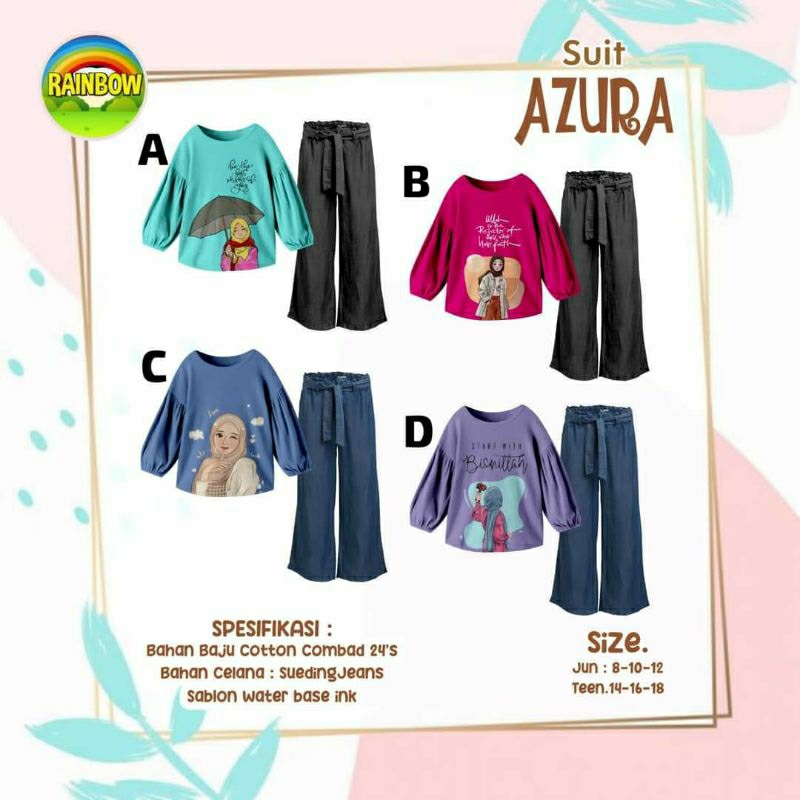 setelan kulot perempuan,setelan anak perempuan,set kulot sueding jeans atasan kaos.usia 8-15th
