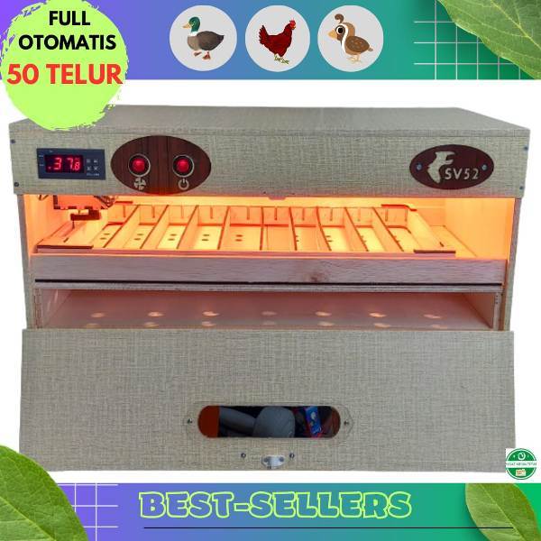 Alat Inkubator Mesin Tetas Penetas Telur Ayam Bebek Puyuh Burung Full Otomatis Kapasitas 50 Butir