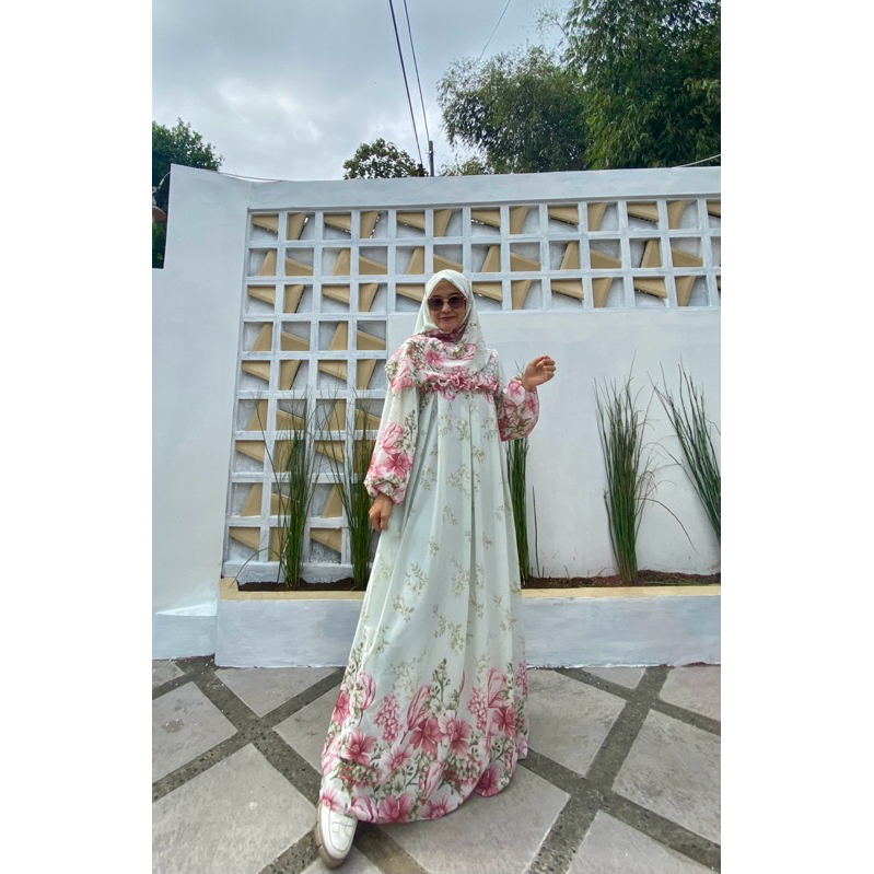 OutfitbyMeta Ataya Dress ceruti babydoll printing Gamis pesta premium