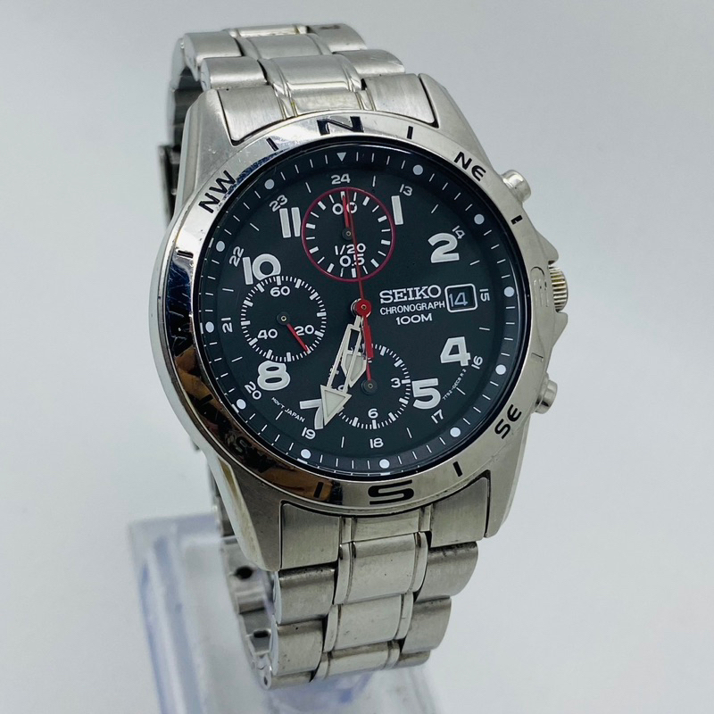 Seiko 7T92-0DX0 Chronograph Military Black Dial Date