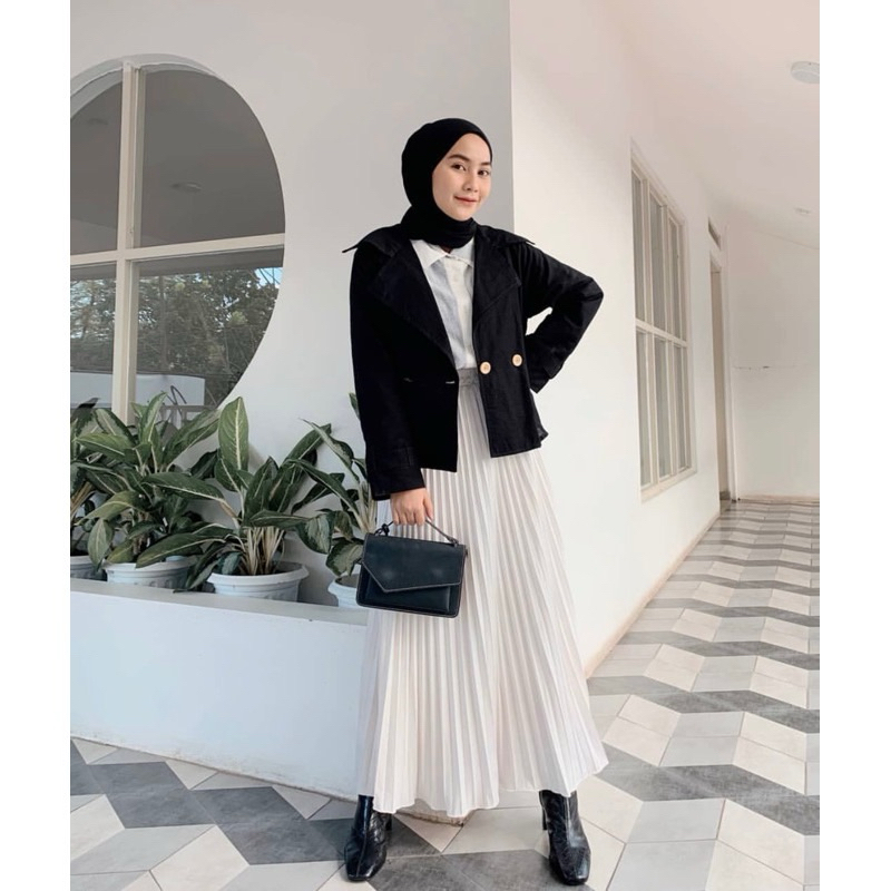 Rok Plisket Putih Furing Premium || Rok Plisket Putih Tebal || Rok Plisket Putih Furing || Rok Plisk