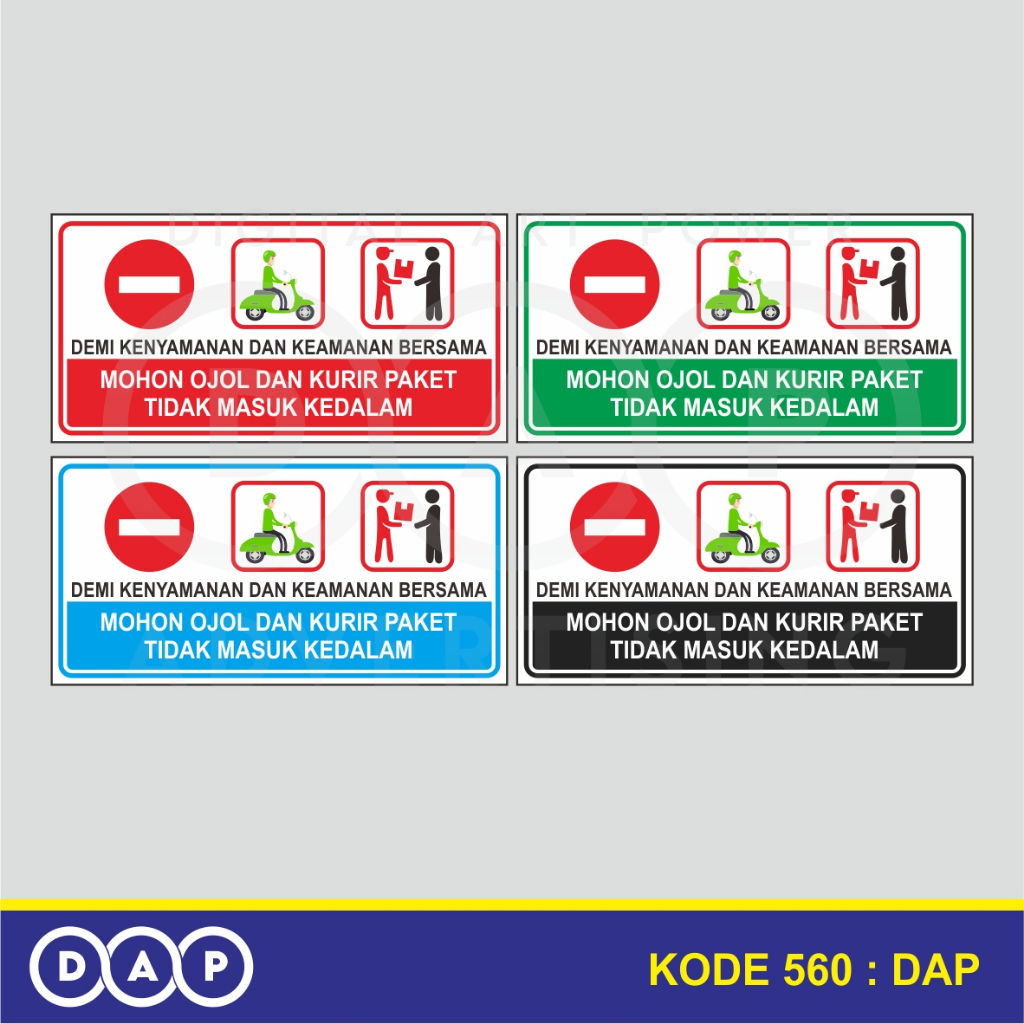 

560 - STIKER OJOL DAN KURIR DILARANG MASUK - 20 x 10 CM - VYNIL - TERBAIK