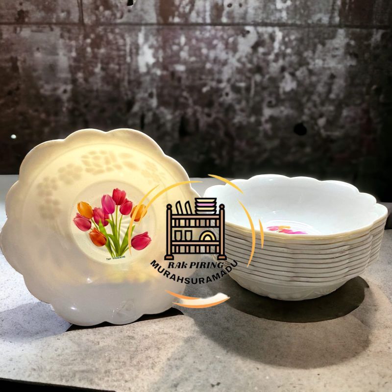 Mangkok bunga tulip plastik gelombang besar tangkai daun