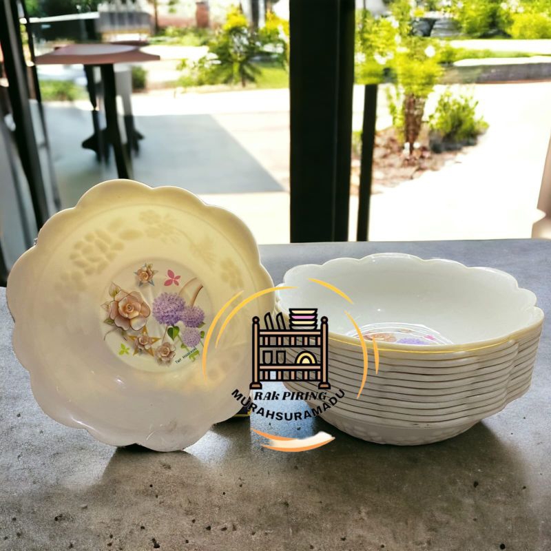 Mangkok bunga mawar plastik gelombang besar tangkai daun