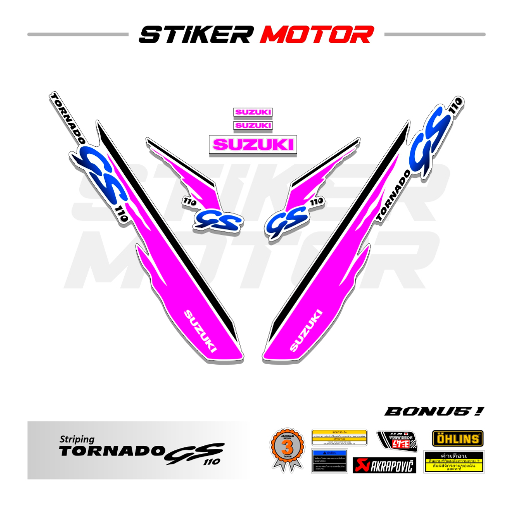 TG24 Striping Suzuki Tornado GS 110 Stiker Sticker Lis Suzuki Tornado old 1996 1997 1998 Variasi Mot