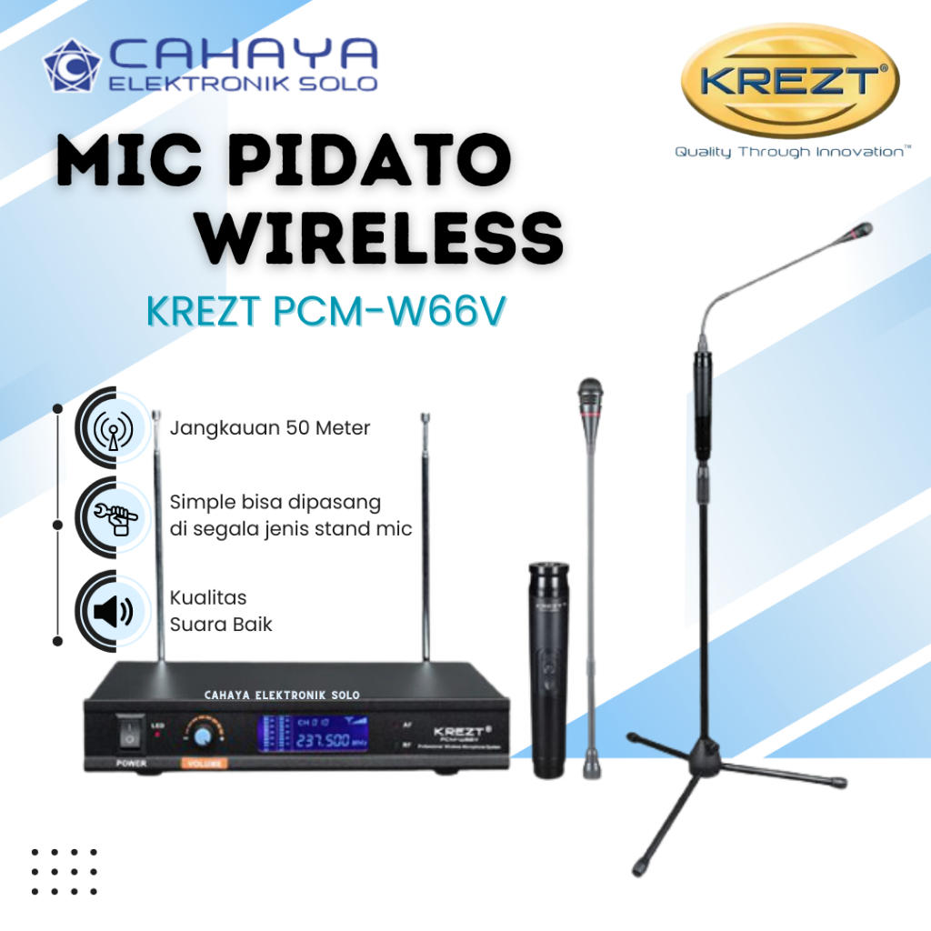 Mic Wireless Podium KREZT PCM W66V Pidato Upacara Masjid Gereja Ibadah Microphone Mikrofon Nirkabel 