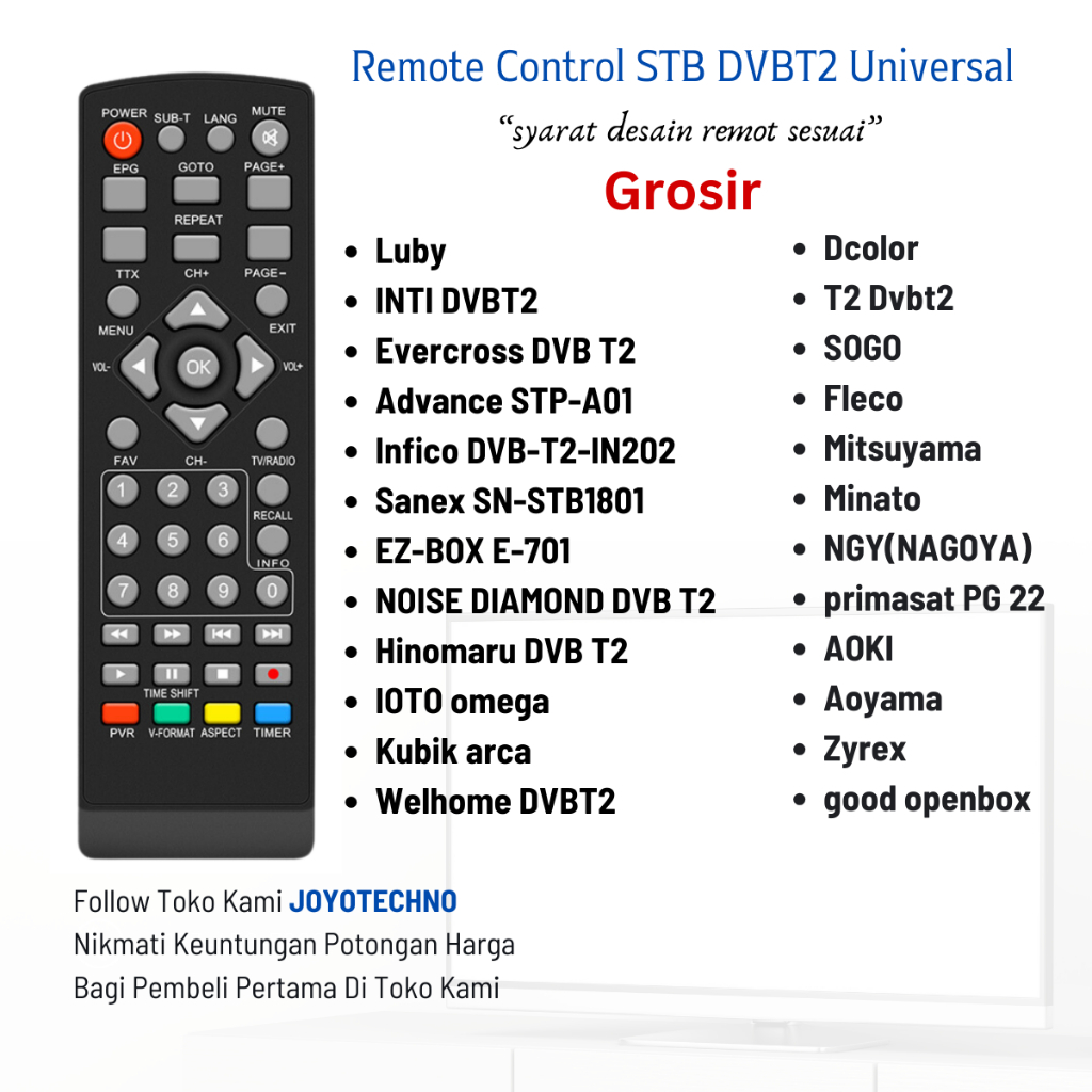 Remot Remote STB Luby Advance Evercoss Finito Welhome / Remote STB Universal Langsung Pakai