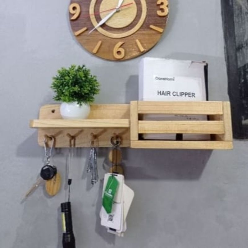 **MURAH** Rak dinding / rak tempat gantungan kunci / rak cantolan baju hijab tas / rak buku gantung 