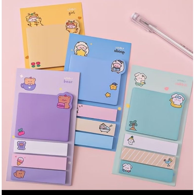 

Sticky Note Cute Animal Memopad Pembatas Buku 4in1 Memo Kertas