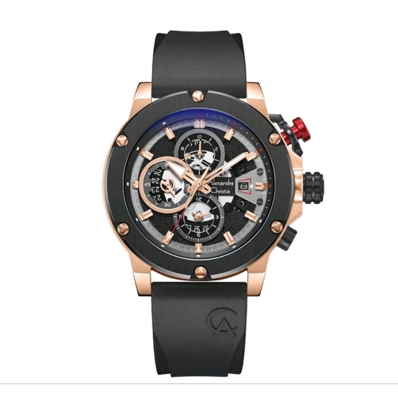 Jam Tangan Pria Original Alexandre Christie AC6491MC Rubber