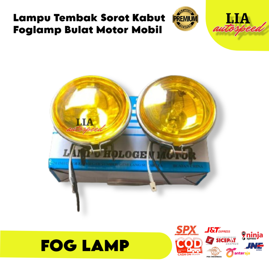 FOG LAMP BULAT KUNING LAMPU TEMBAK SOROT HARGA PERBIJI LAMPU KABUT KUNING BULAT DHL