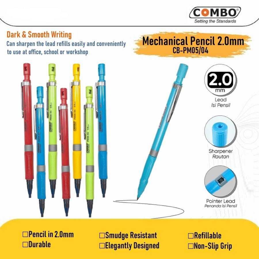 

Mechanical Pencil 2.0mm / Pensil Mekanik PM20-04/ Refillable Pensil Mekanik Cetek Tip 2.0mm