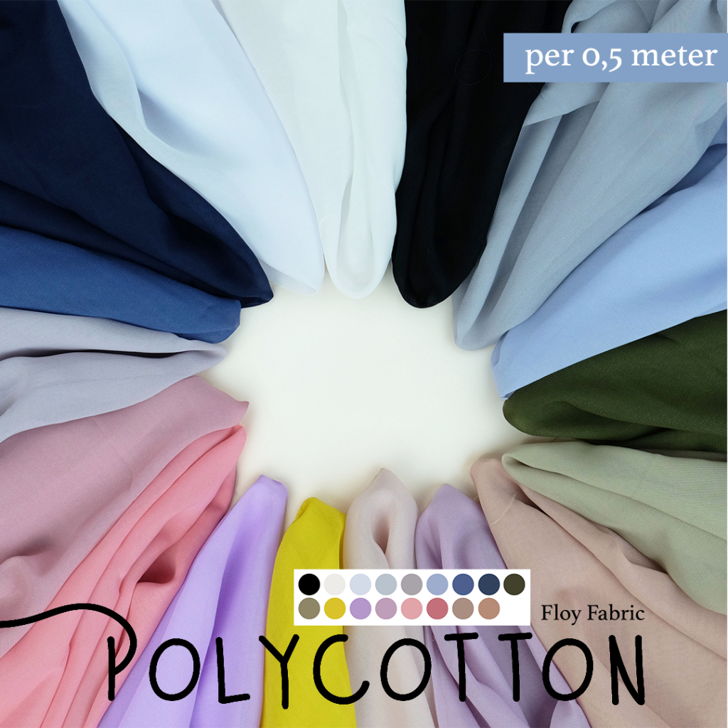 Floy Fabric kain POLYCOTTON / Bella Square/ double chiffon Per 0,5 METER kain eceran bahan kerudung