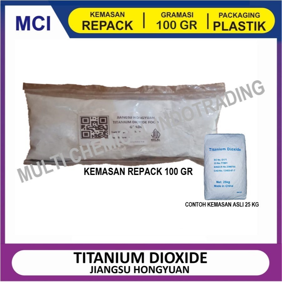 

TITANIUM DIOXIDE JIANGSU HONGYUAN PEMUTIH MAKANAN FOOD GRADE - 100 GR