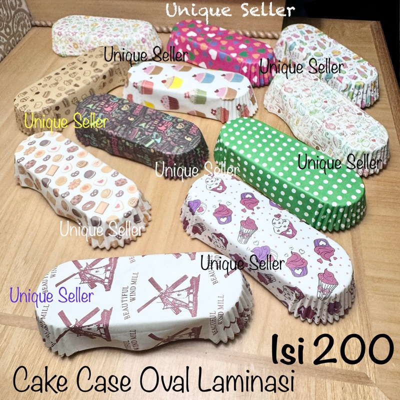 [Isi200] Cake Case Oval Lonjong Laminasi 14x5x2.8 cm Anti Minyak Paper Cup Cake Kincir Brown Kraft