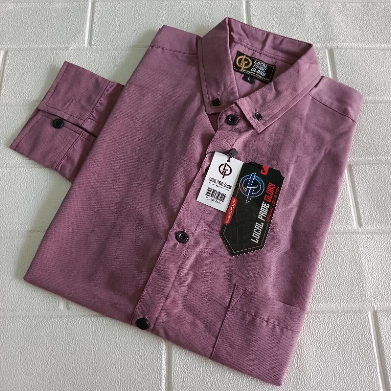 DISKON KEMEJA PANJANG POLOS COWOK CEWEK WARNA DUSTY PURPLE UNGU MUDA
