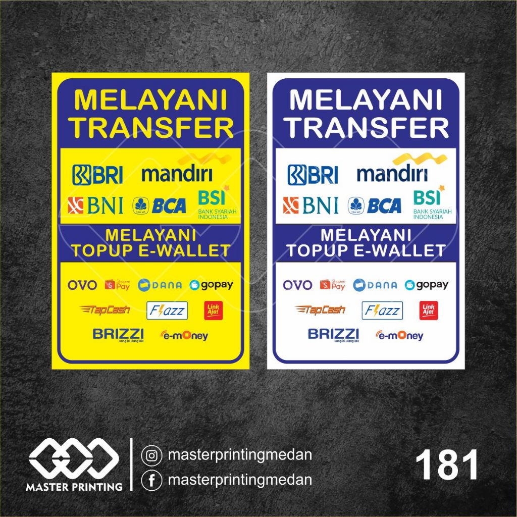 

181 - Stiker Custom Melayani Transfer dan Topup E-Wallet, Sticker Vinyl, Tahan Air, Bisa Custom