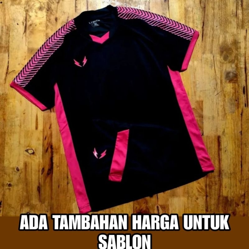 Baju Futsal Setelan Stelan Jersey Bola SIXA Black Pink / Hitam Pink, Bisa Sablon