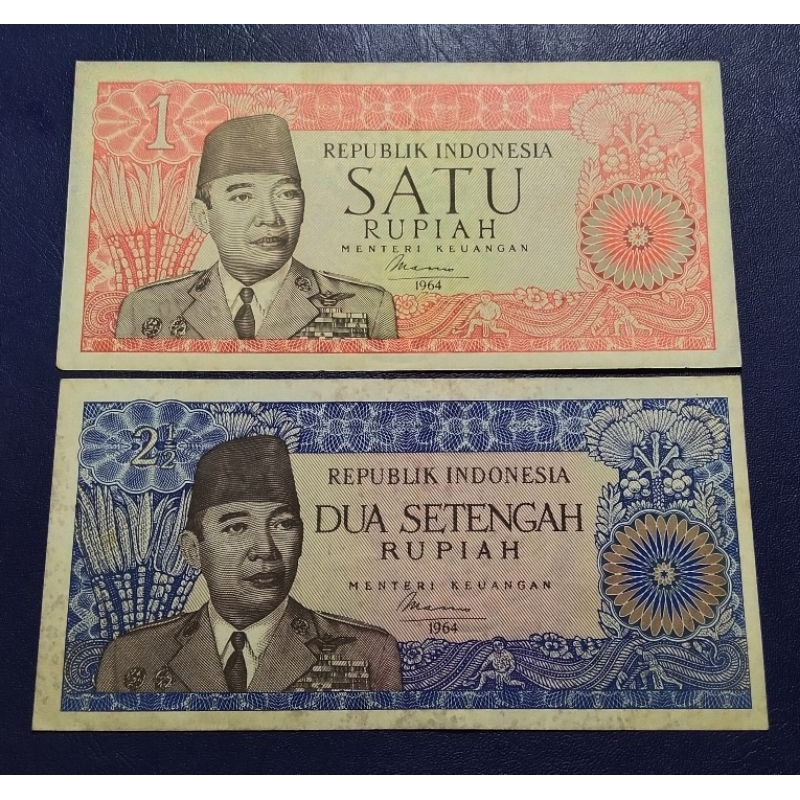 Uang Lawas Seri Presiden Soekarno 2,5 Rupiah & 1Rupiah Thn 1964