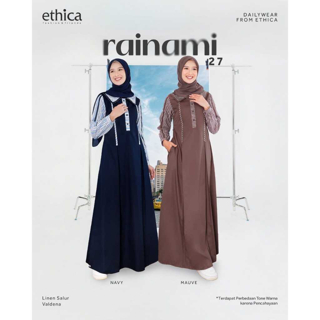 ETHICA Gamis Polos Kombinasi Salur Terbaru 2024 Rainami 27