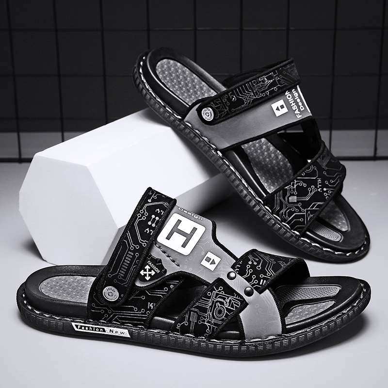 sandal pria keren kulit sandal gunung outdoor sandal laki laki import 2024 terbaru Sendal Cowok Keki