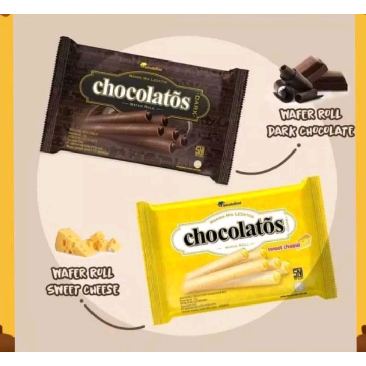 

wafer chocolatos renceng isi 10pcs x 27gr sn cheese dark chocolate