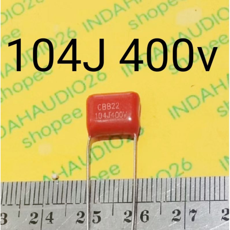 104J 400V 10mm 104 KAPASITOR MILAR 104J400v mylar 0.1uf 104 400V 100n 100nf