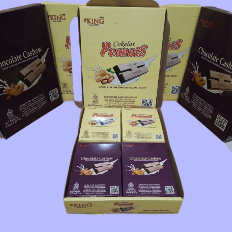 

Cokelat d'KING CHOCOLATE CASHEW 2 MIX PEANUTS 2 COKLAT hitam manis