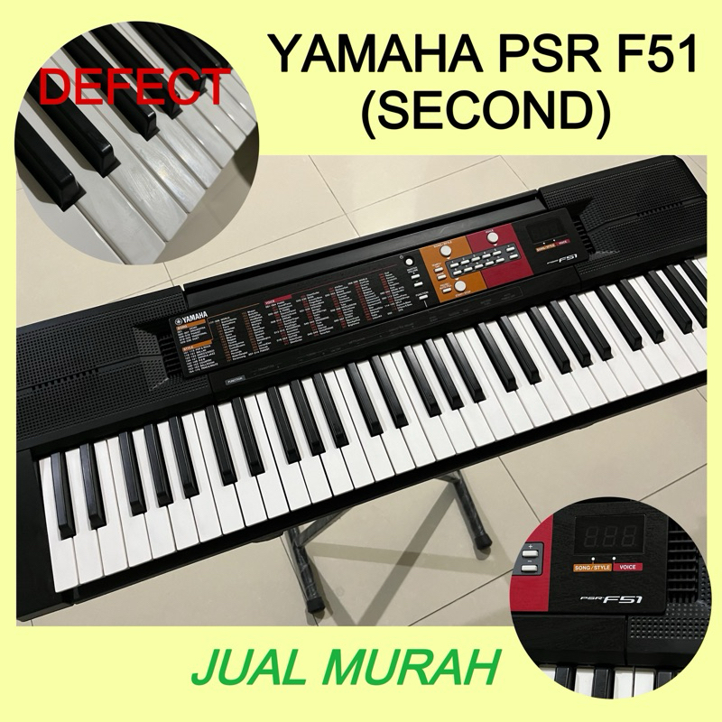 JUAL KEYBOARD YAMAHA PSR F51 (SECOND) + STAND KEYBOARD - JUAL MURAH SUDAH DIPAKAI ADA DEFECT