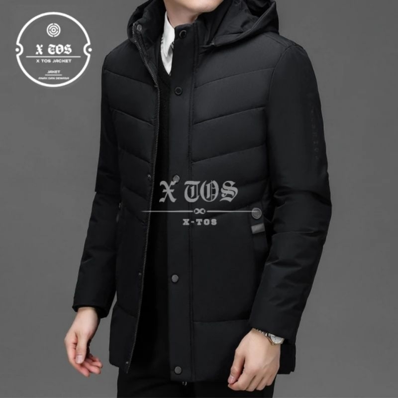 Jaket long coat pria / Jaket winter pria / Jaket mantel pria musim dingin panjang tebal hangat