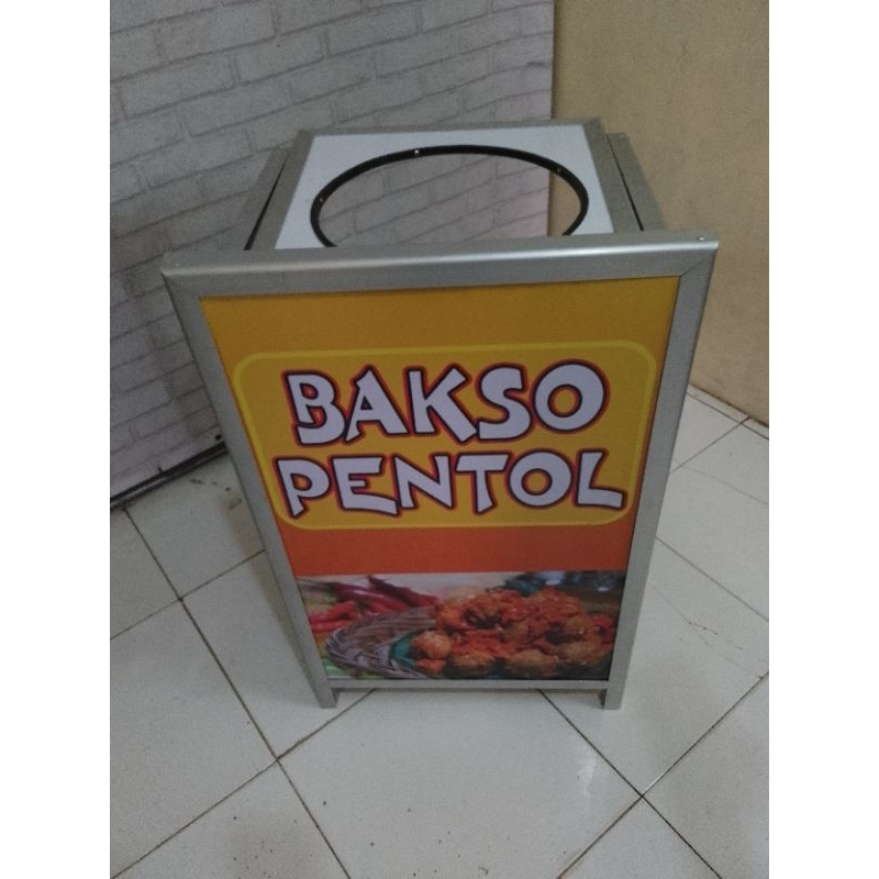 Booth Portable Meja Lipat Rombong ukuran 50x40x80 bahan aluminium untuk jualan pentol bakso cilok si