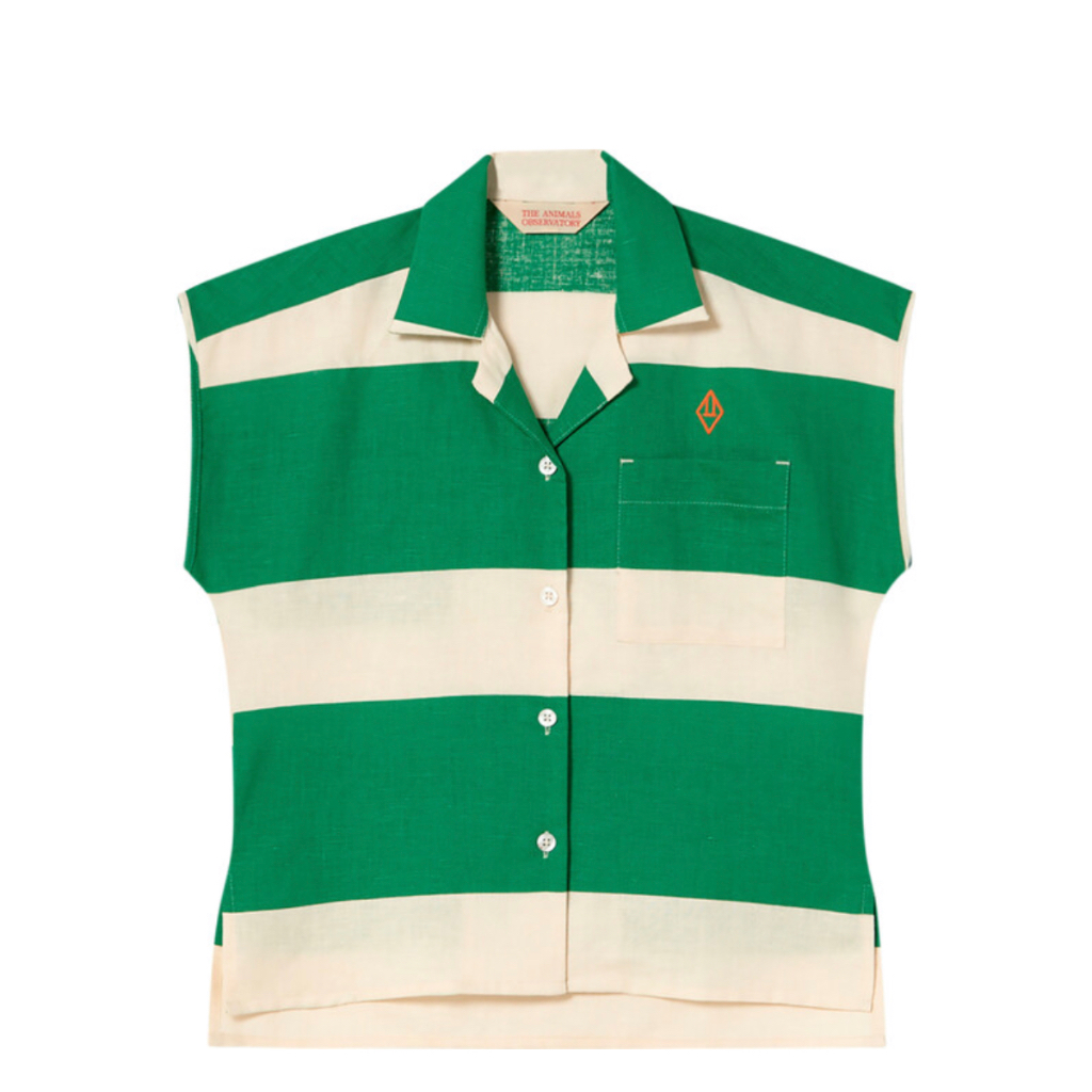 The Animal Observatory Kangaroo Logo Embriodered Striped Shirt Baju Anak Perempuan 4yo 10yo 12yo Bab