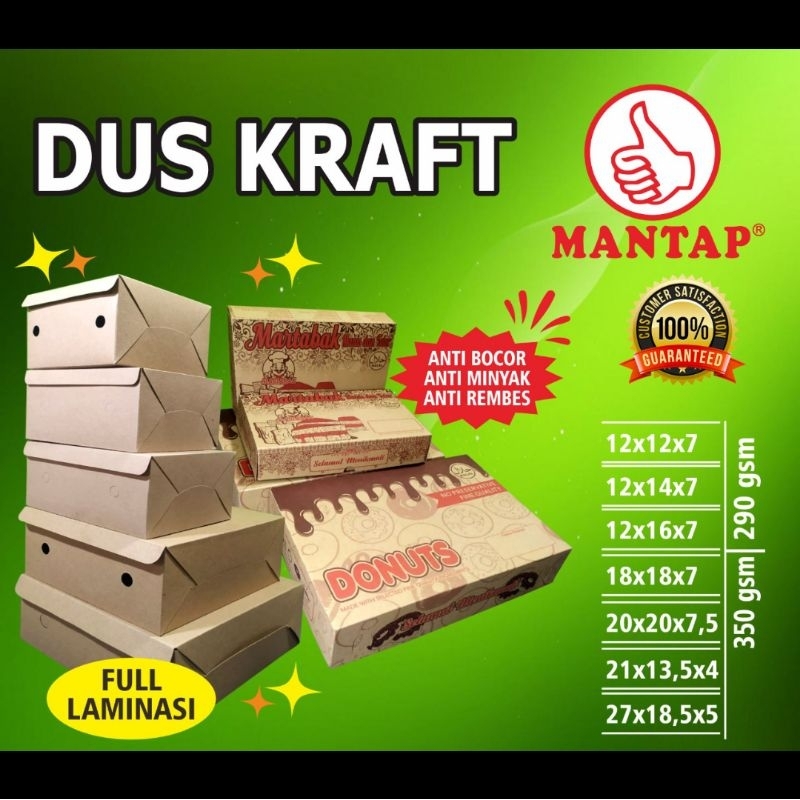 Dus snack / dus nasi kraft laminasi model tutup sambung (GS) isi 25pcs