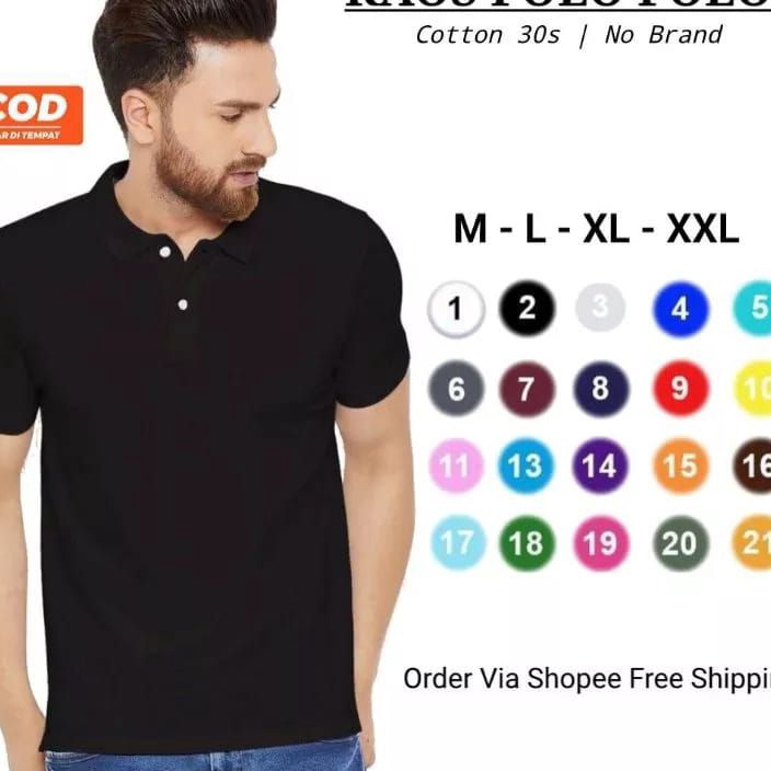 HJ6 Wangki kaos polos kerah unisex cowok cewek bahan catton 3s