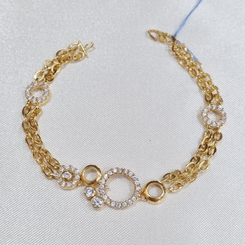 8K / 5.6 gr / 17 cm - Gelang Rantai 2 Layer Emas Muda Asli Kadar 375 - PJ