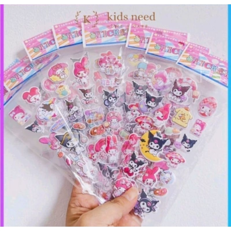 

10pcs Stiker Timbul Sanrio/Kuromi Murah